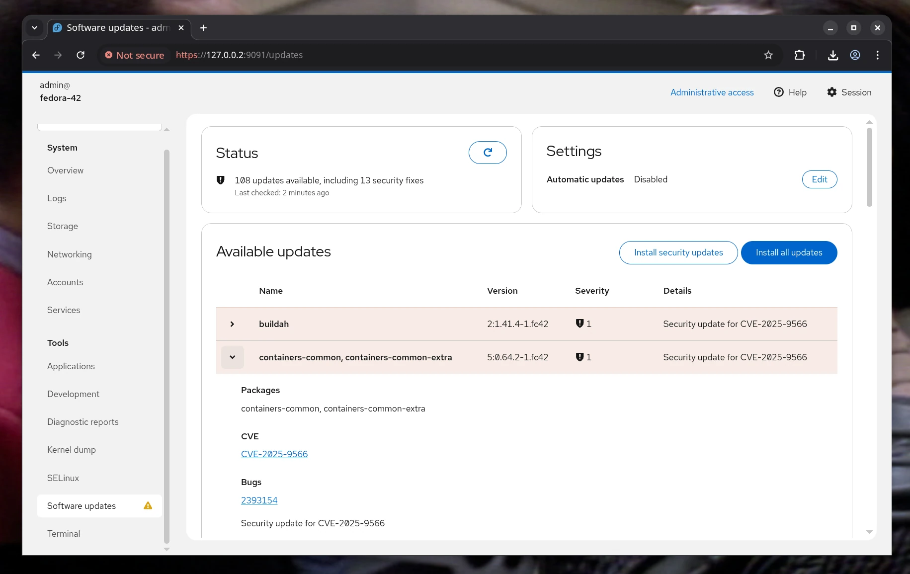 Examine and apply software updates (with changelogs and links to CVEs) Examine and apply software updates (with changelogs and links to CVEs)